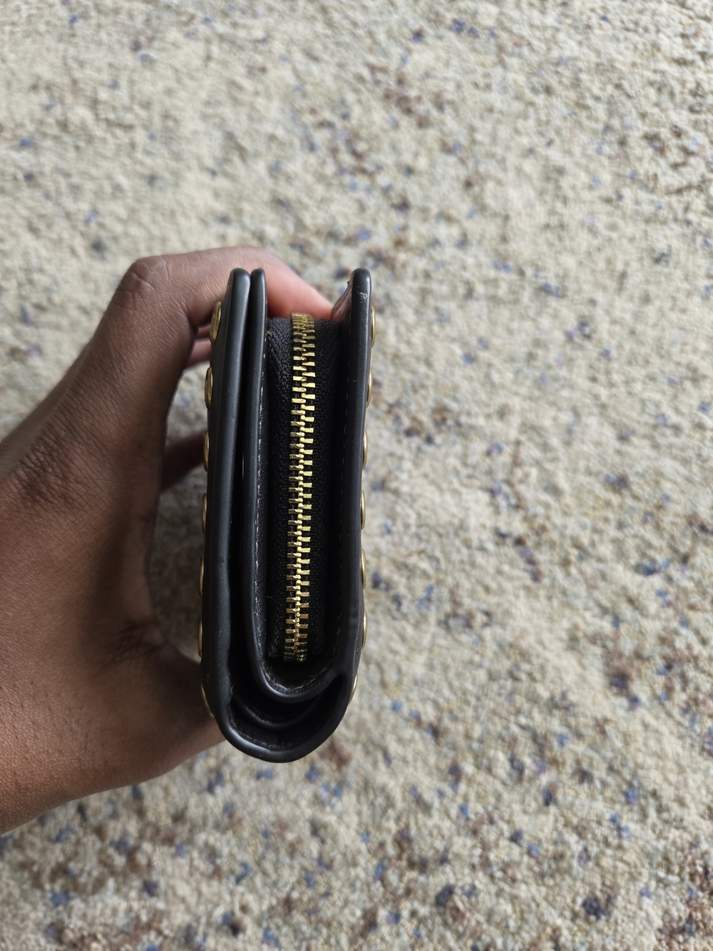 Coach Leather Grommet Snap Wallet Black Gold - Picture 8 of 10